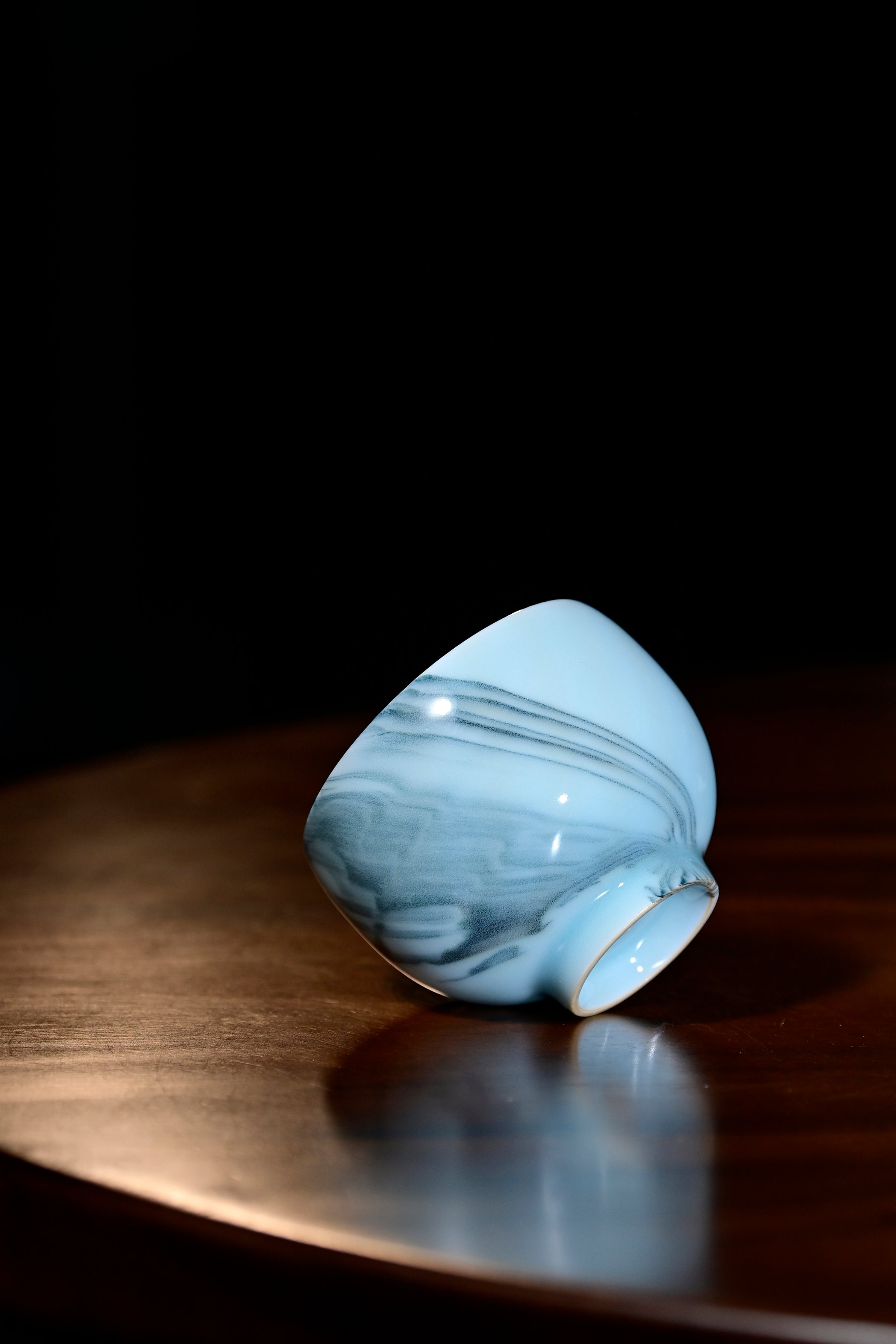 Pan Jianbo’sWorks-Moon-Powder-Blue Agateware Celadon Tea Tasting Cup