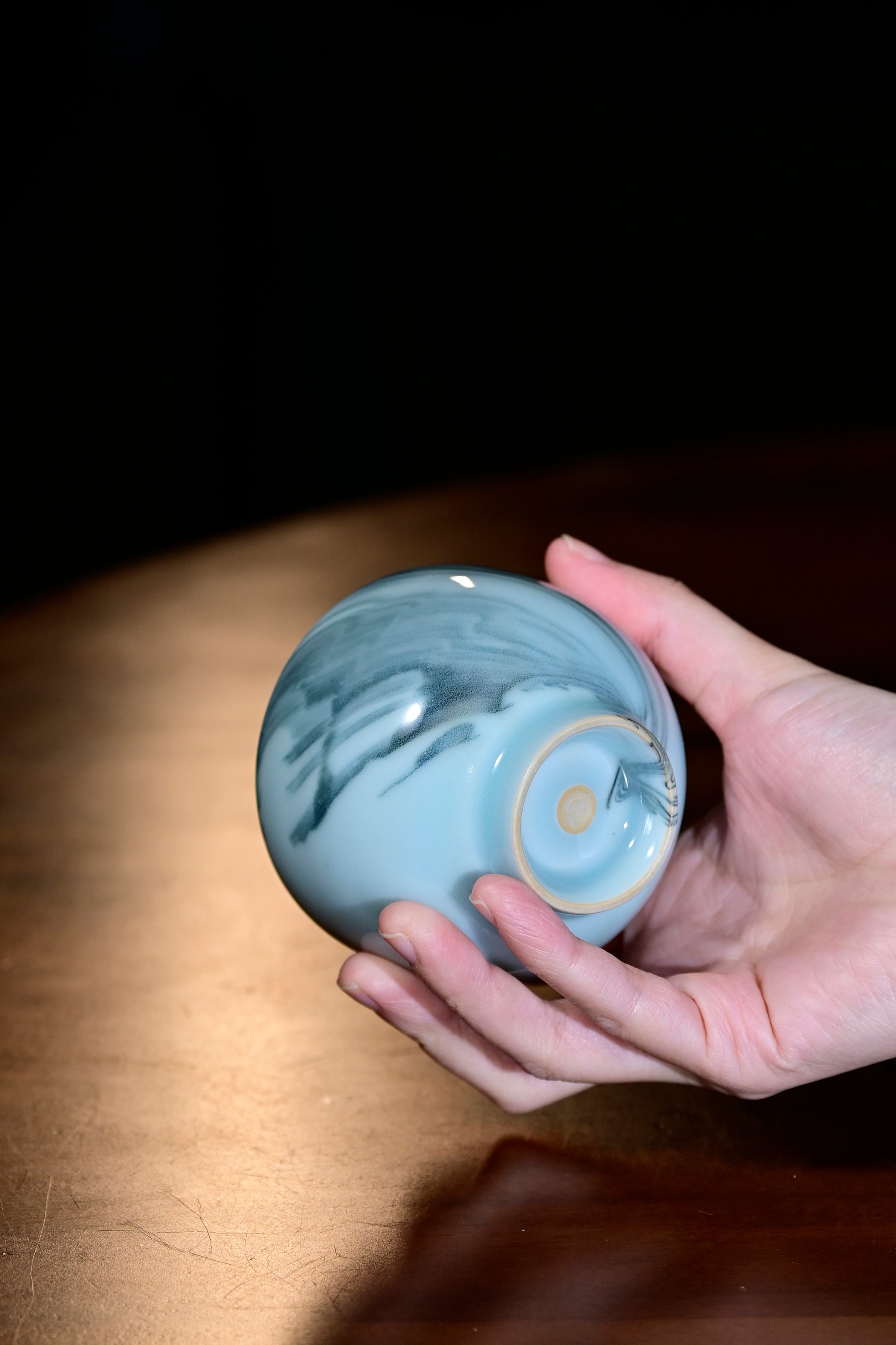 Pan Jianbo’sWorks-Moon-Powder-Blue Agateware Celadon Tea Tasting Cup