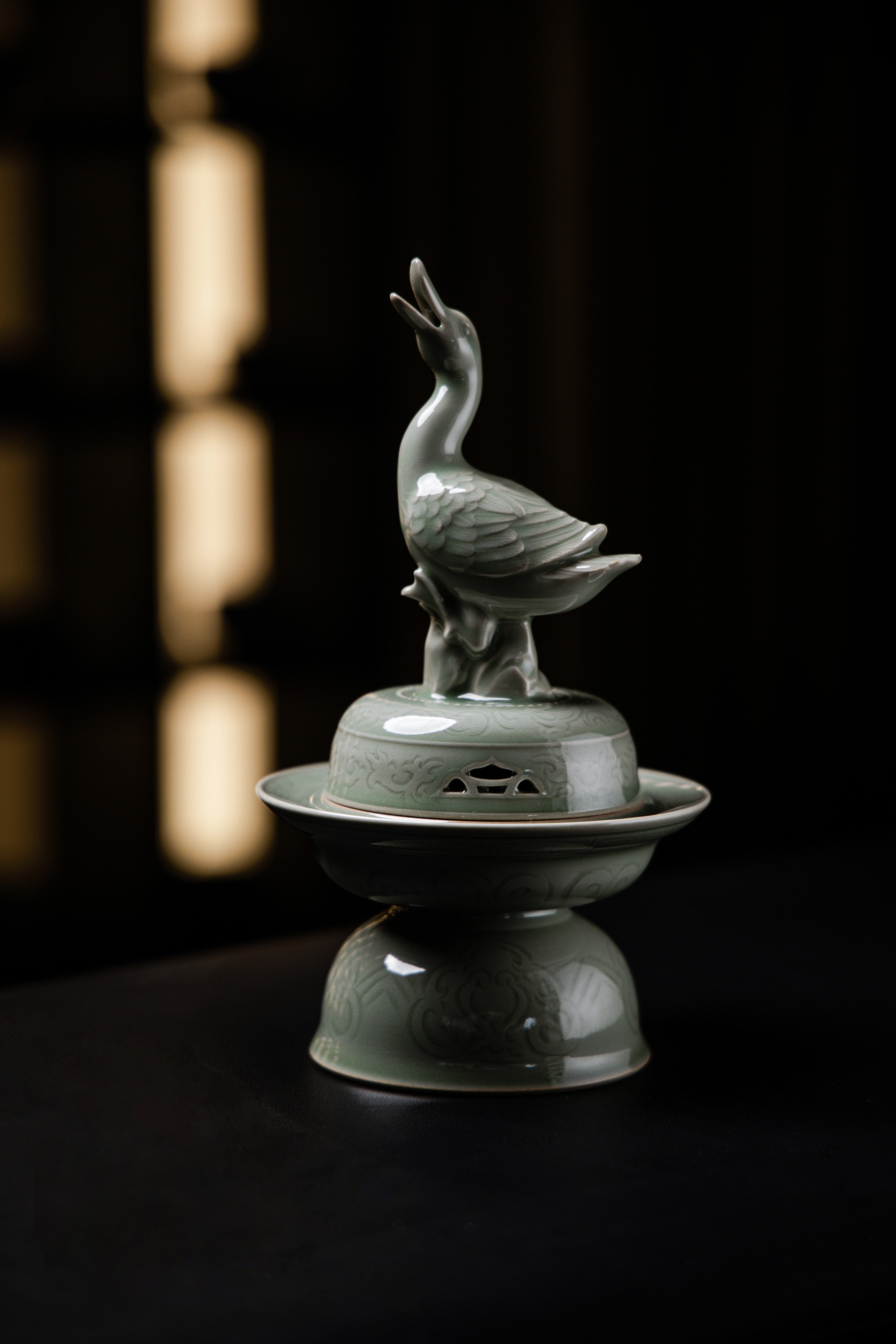Huang Ke's Works-Celadon Duck-shaped Incense Burner