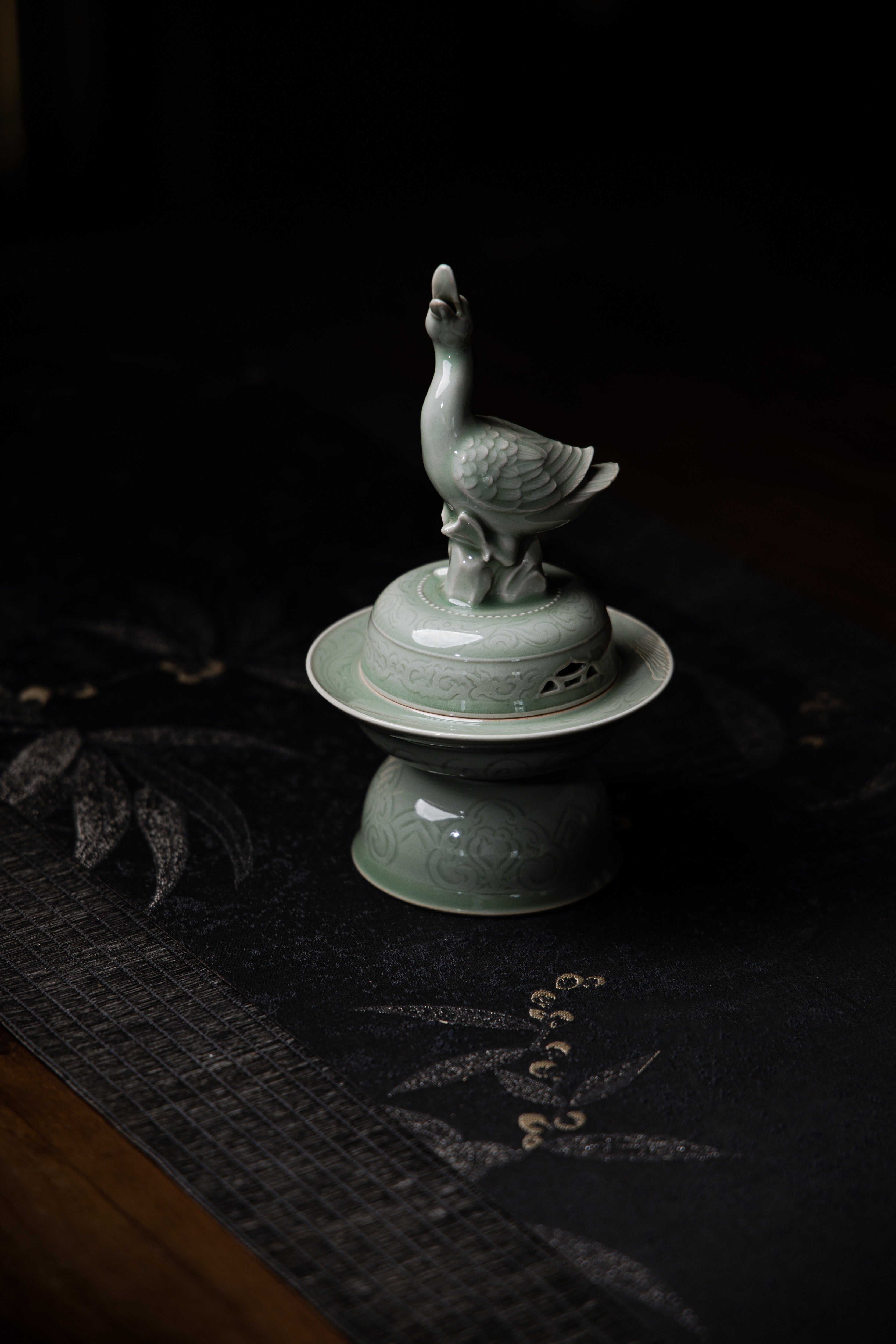 Huang Ke's Works-Celadon Duck-shaped Incense Burner