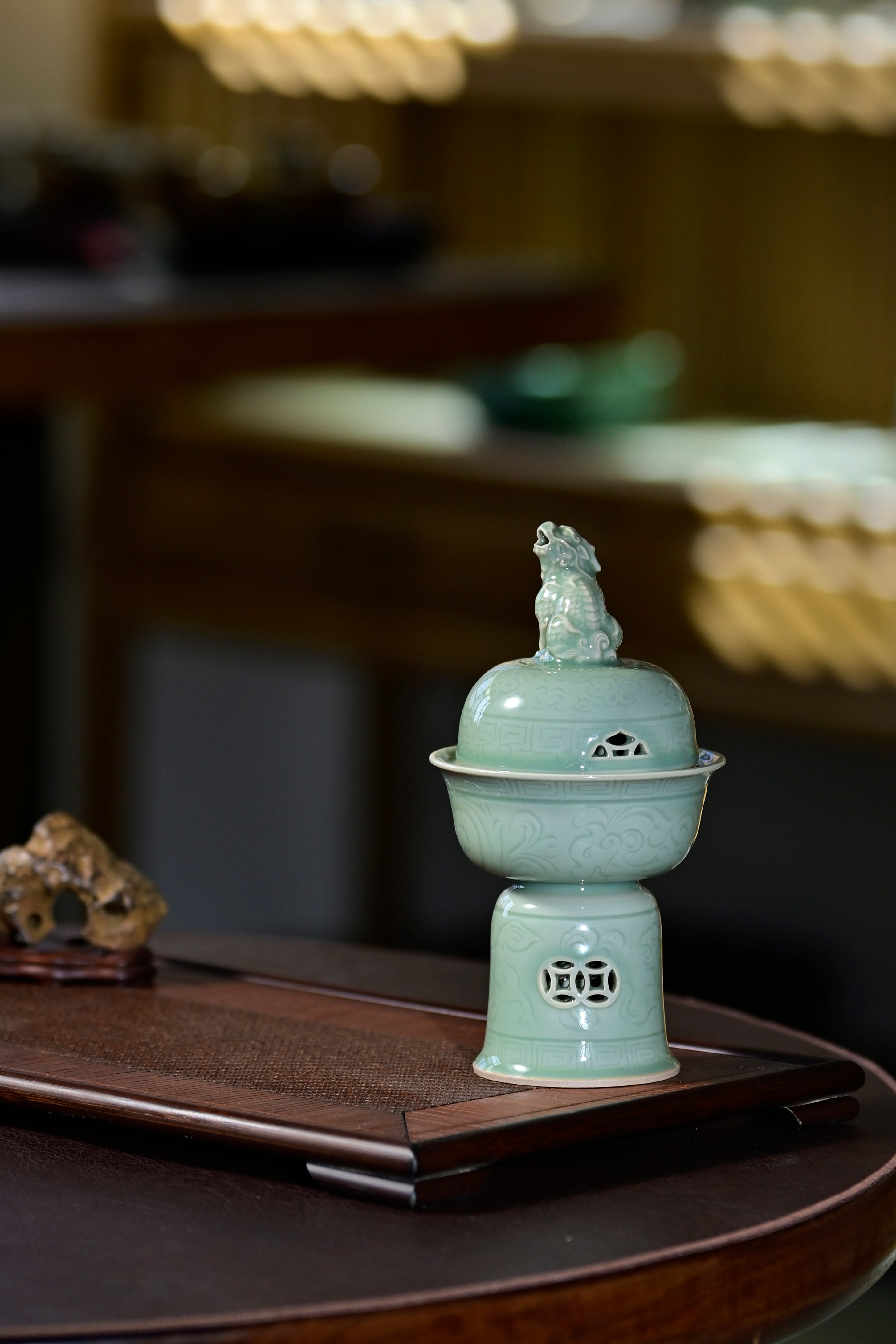 Huang Ke's Works-Celadon Auspicious Beast Incense Burner