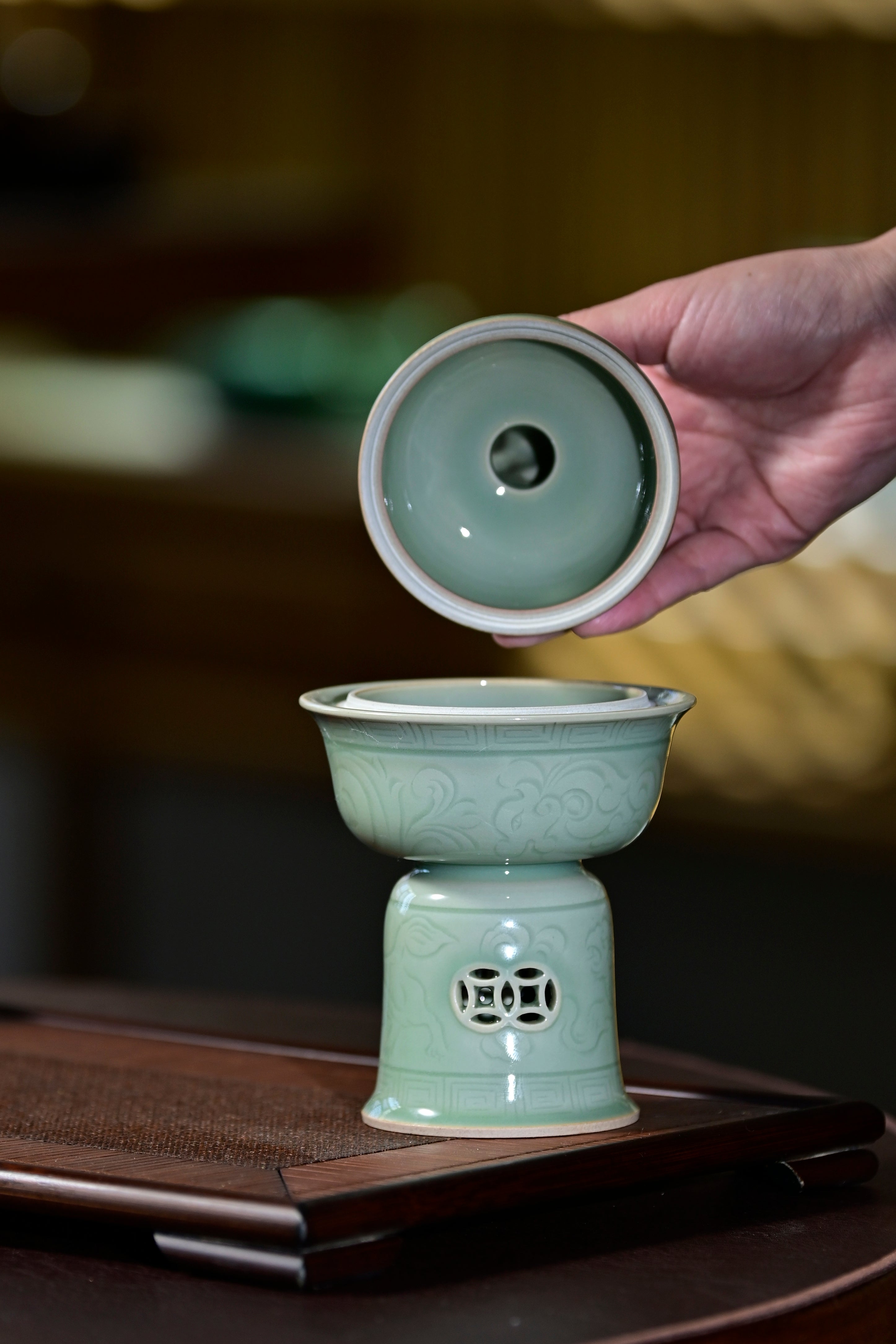 Huang Ke's Works-Celadon Auspicious Beast Incense Burner