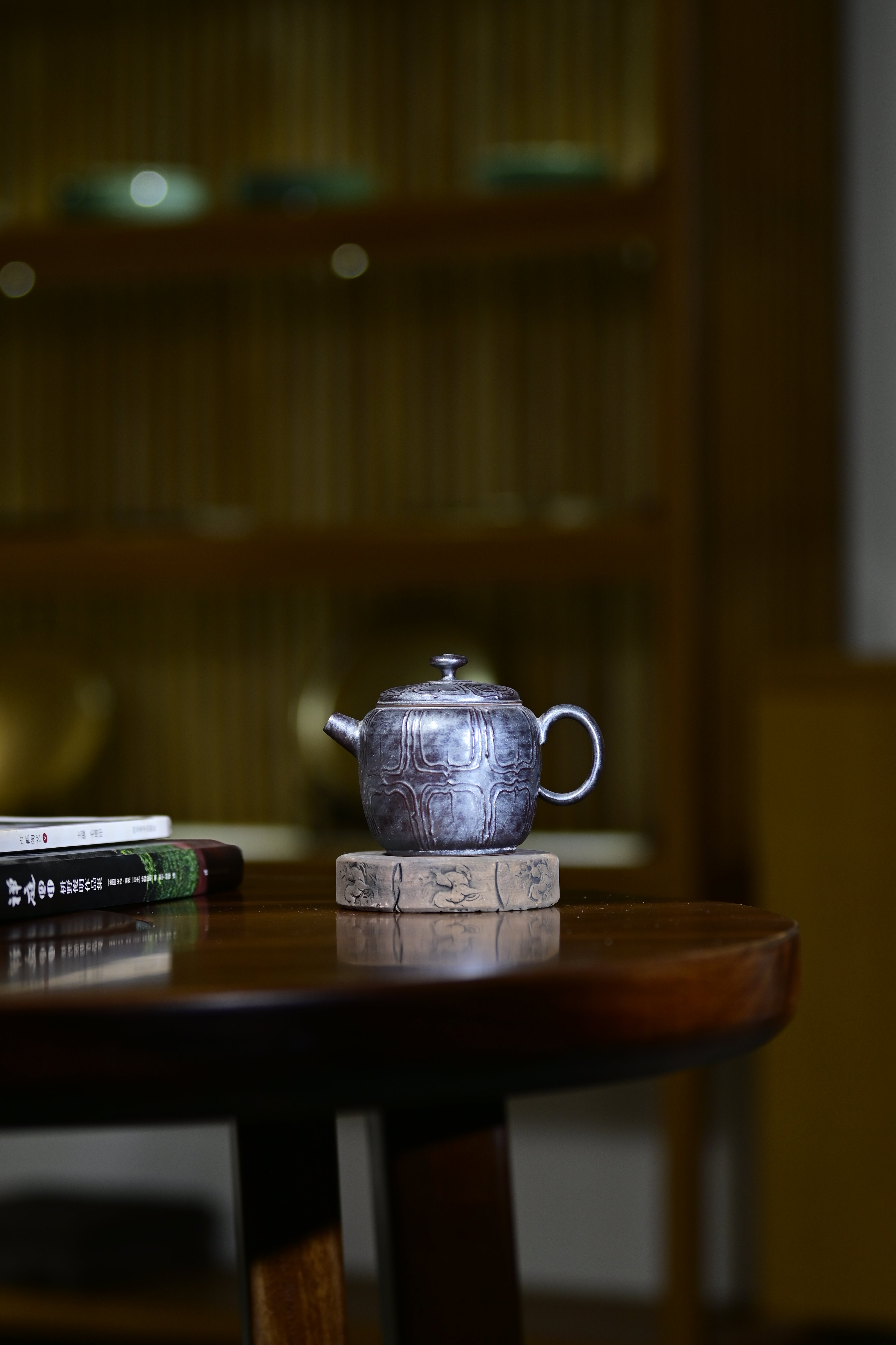 Lei Aiguo's Works- Handmade Iron Glaze Carved Teapot