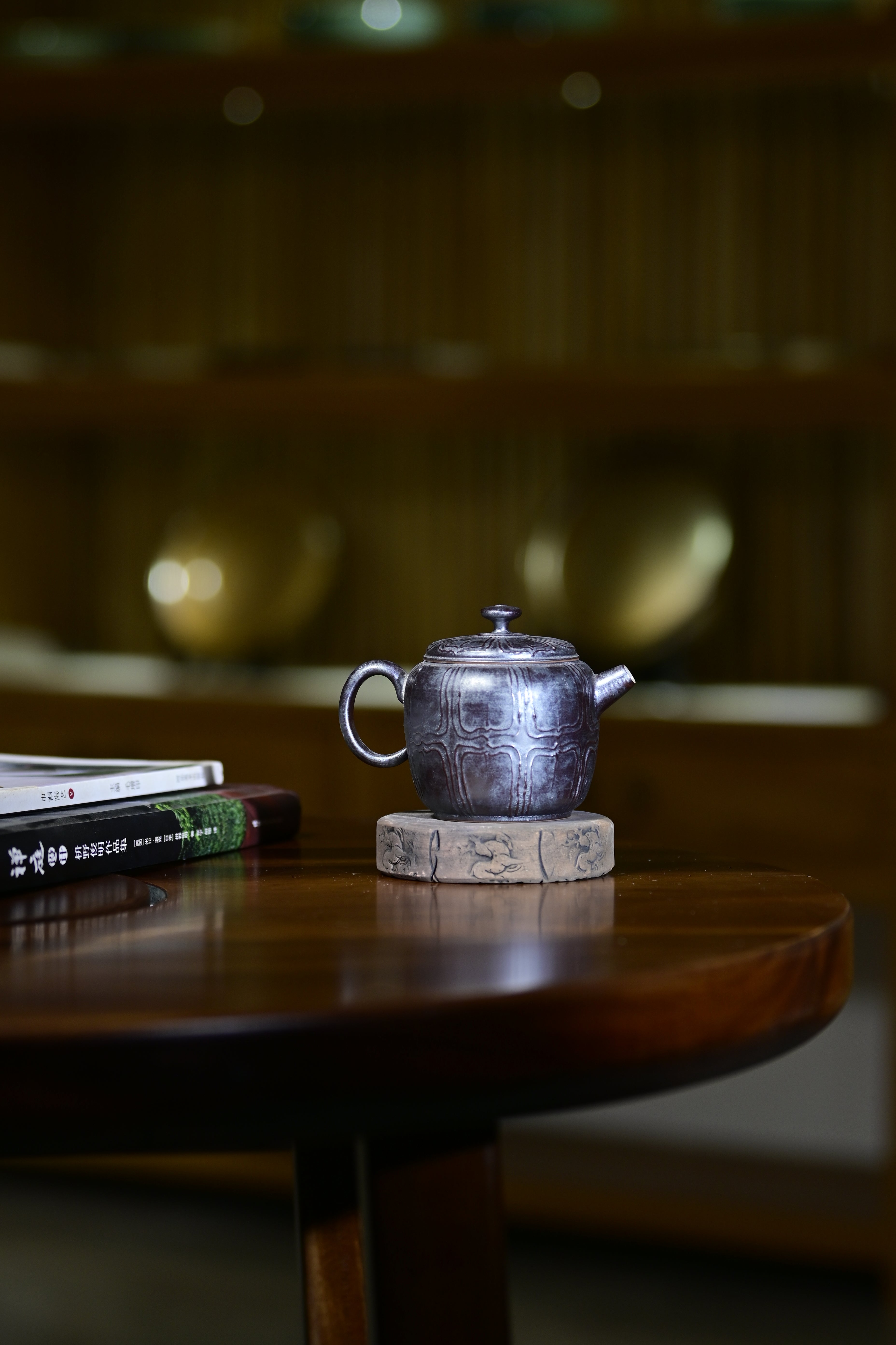 Lei Aiguo's Works- Handmade Iron Glaze Carved Teapot