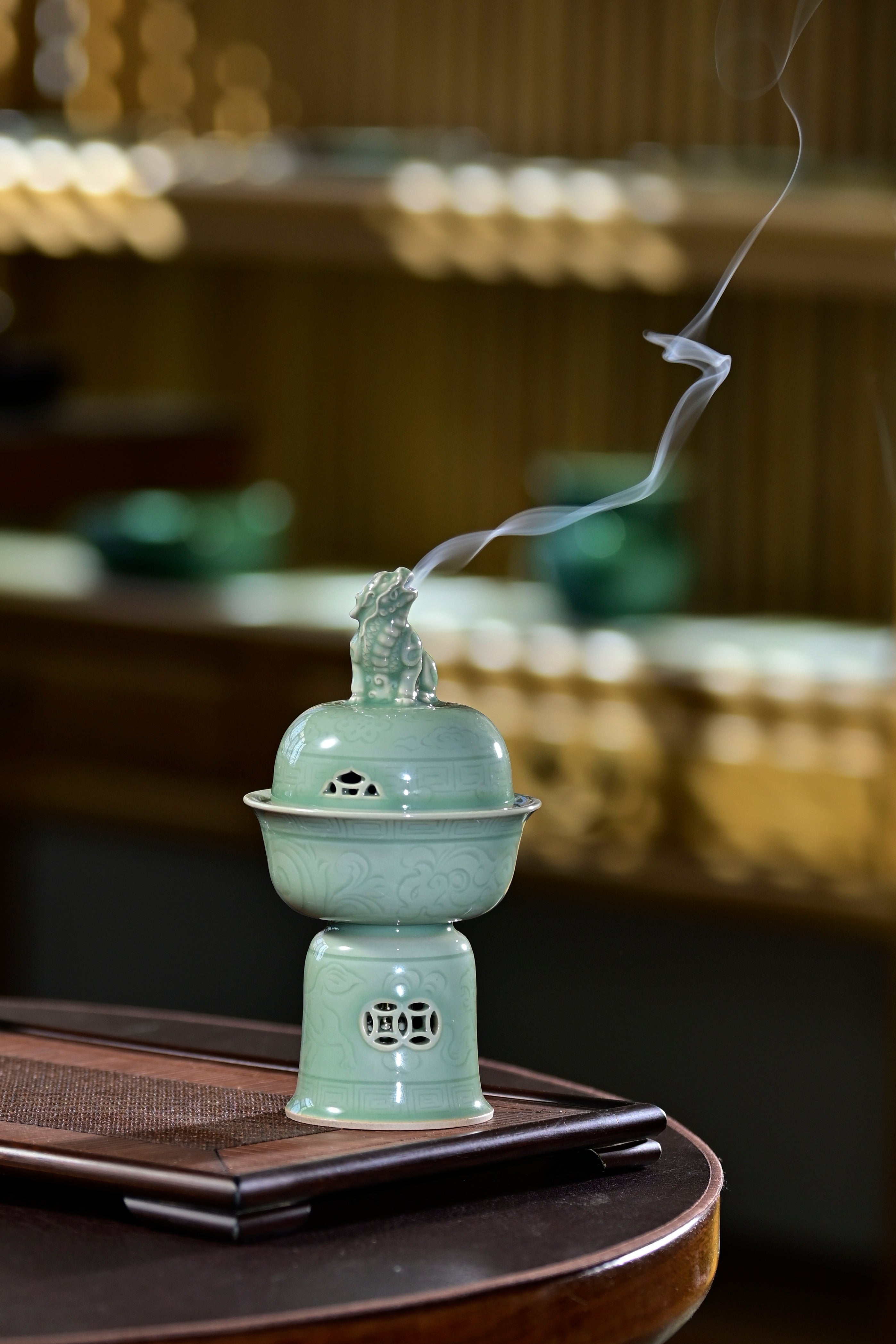 Huang Ke's Works-Celadon Auspicious Beast Incense Burner
