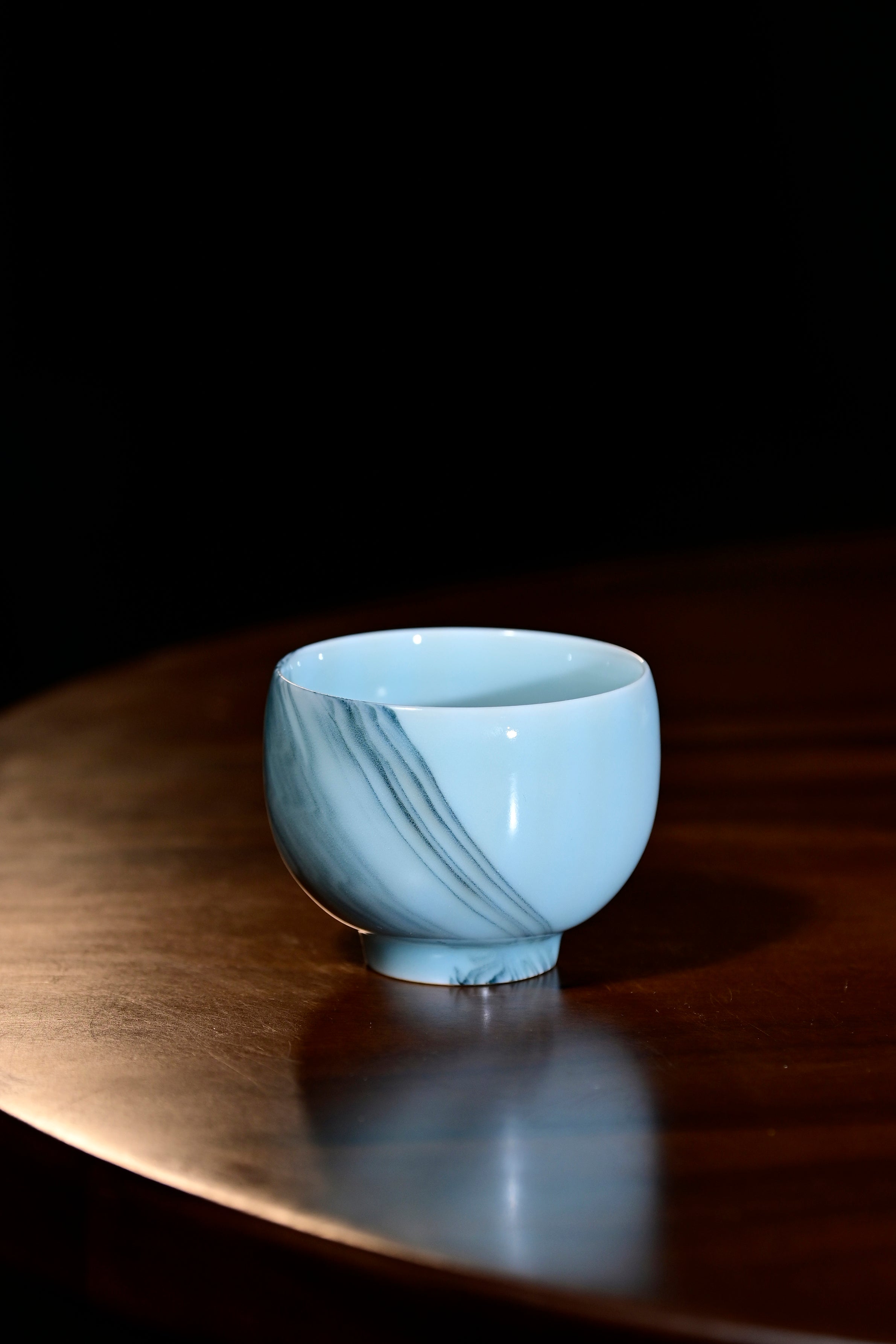 Pan Jianbo’sWorks-Moon-Powder-Blue Agateware Celadon Tea Tasting Cup